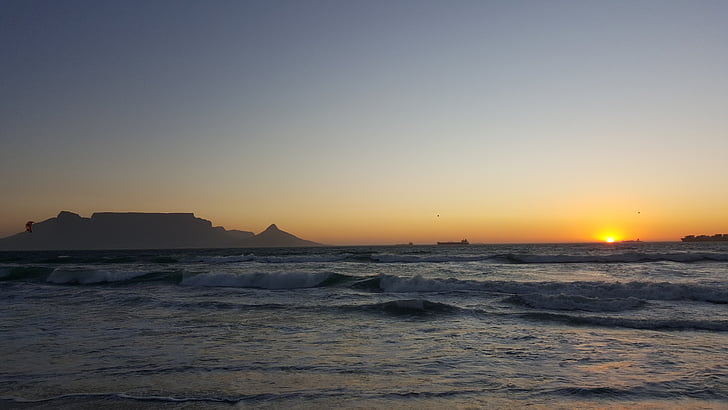Cape town, Gunung Table, matahari terbenam, pemandangan, Pariwisata, laut, Afrika Selatan