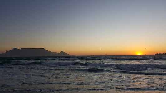 Cape town, montagne de la table, coucher de soleil, paysage, Tourisme, océan, Afrique du Sud