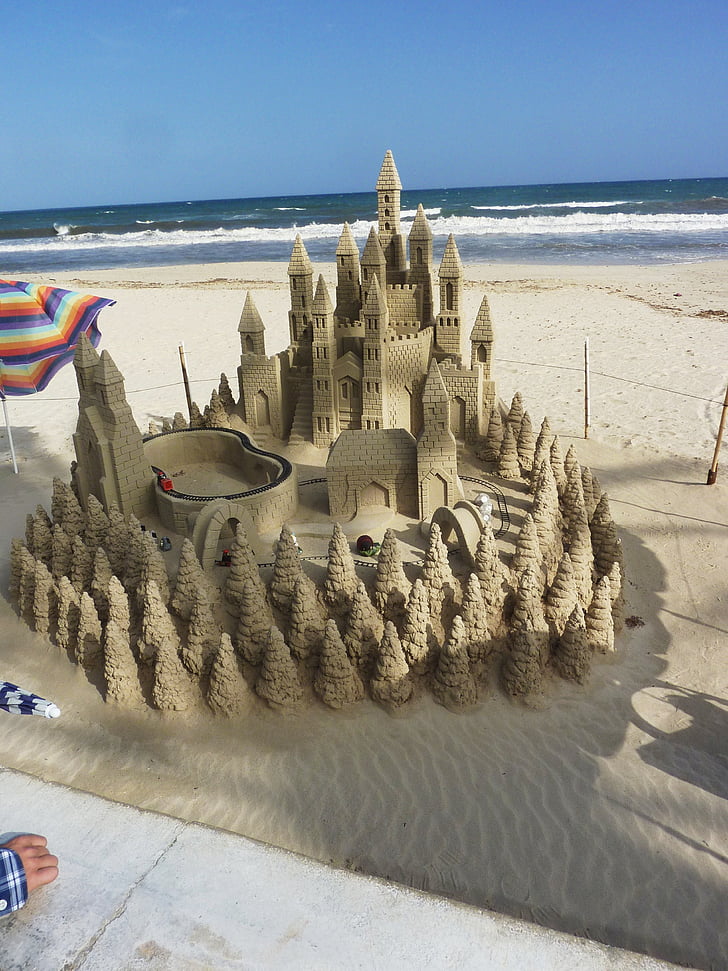 sandburg, castle, beach, artists