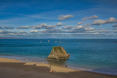 Costa, roca, Playa, Océano, país de Gales, Inglaterra, mar