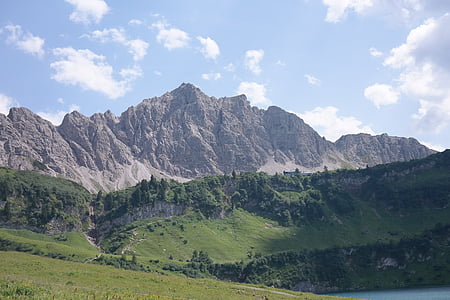parte superiore delle piscine, Alpi dell'Algovia, alpino, montagna, vertice, parete della roccia, Austria