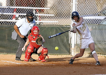 softball, batter, catcher, umpire, female, game, competition