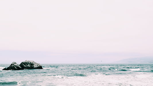 Ozean, Wasser, Meer, Rock, Himmel, Horizont, Wellen