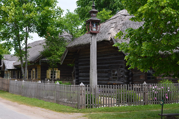 muzej na otvorenom, arhitektura, Litva, rumsiskes, zelenilo, selo, kuća