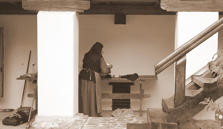 nun, monastery, work, rural