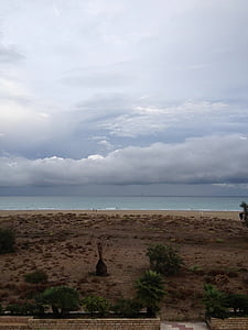 La Eliana, Valencia, pláž, Horizont, Costa, obloha, mraky