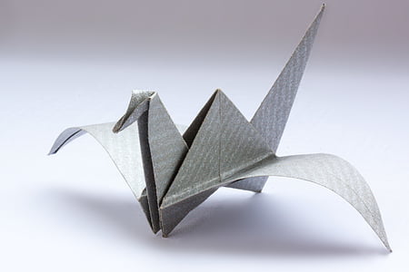 origami, art of paper folding, fold, 3 dimensional, object, crane, traditionally