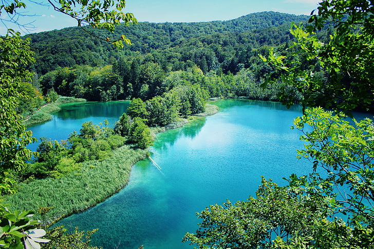Llac, paradís, Croàcia, Plitvice, l'aigua, paisatge, blau