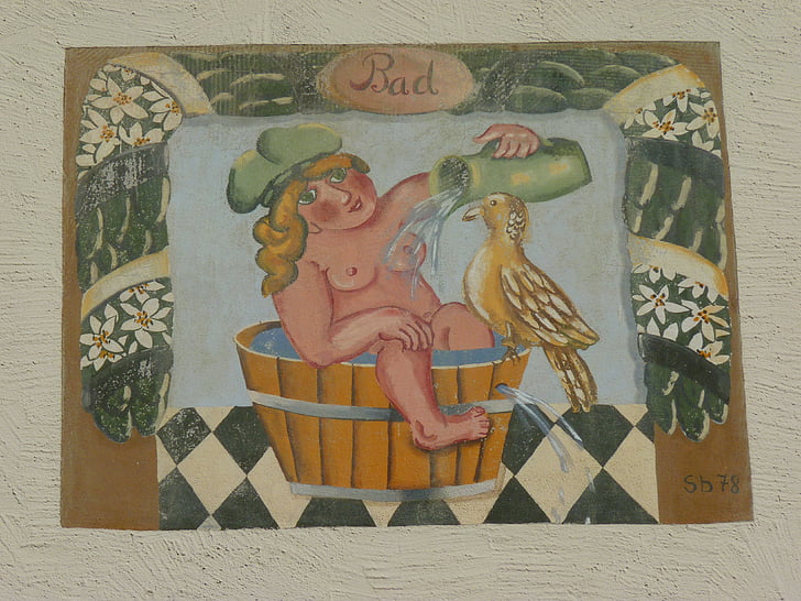 фасад, живопись, женщина, Гидромассажная ванна