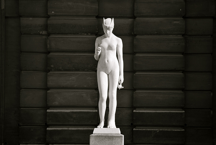 estàtua, dona, nu, femella, escultura, europeu, senyora