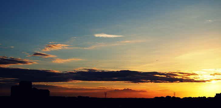 nature, landscape, silhouette, clouds, sky, grass, field