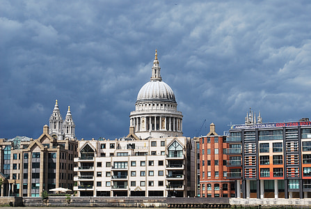 st paul's cathedral, thames, london, cathedral, landmark, church, cityscape