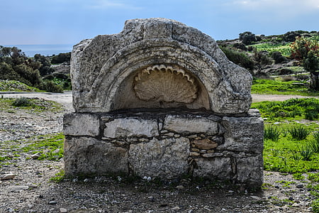 fontene, gamle, stein, arkitektur, Kourion, Kypros, arkeologiske