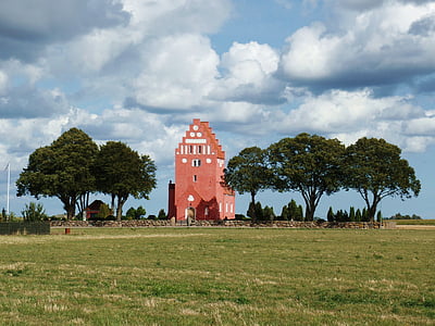 Dánsko, kostol, Steeple, Architektúra, červená, kresťanstvo, budova