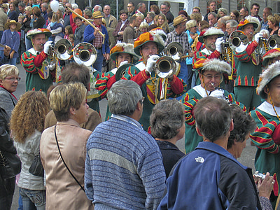 movimiento, músicos, Capilla, Festival, festival de calle, humano, multitud