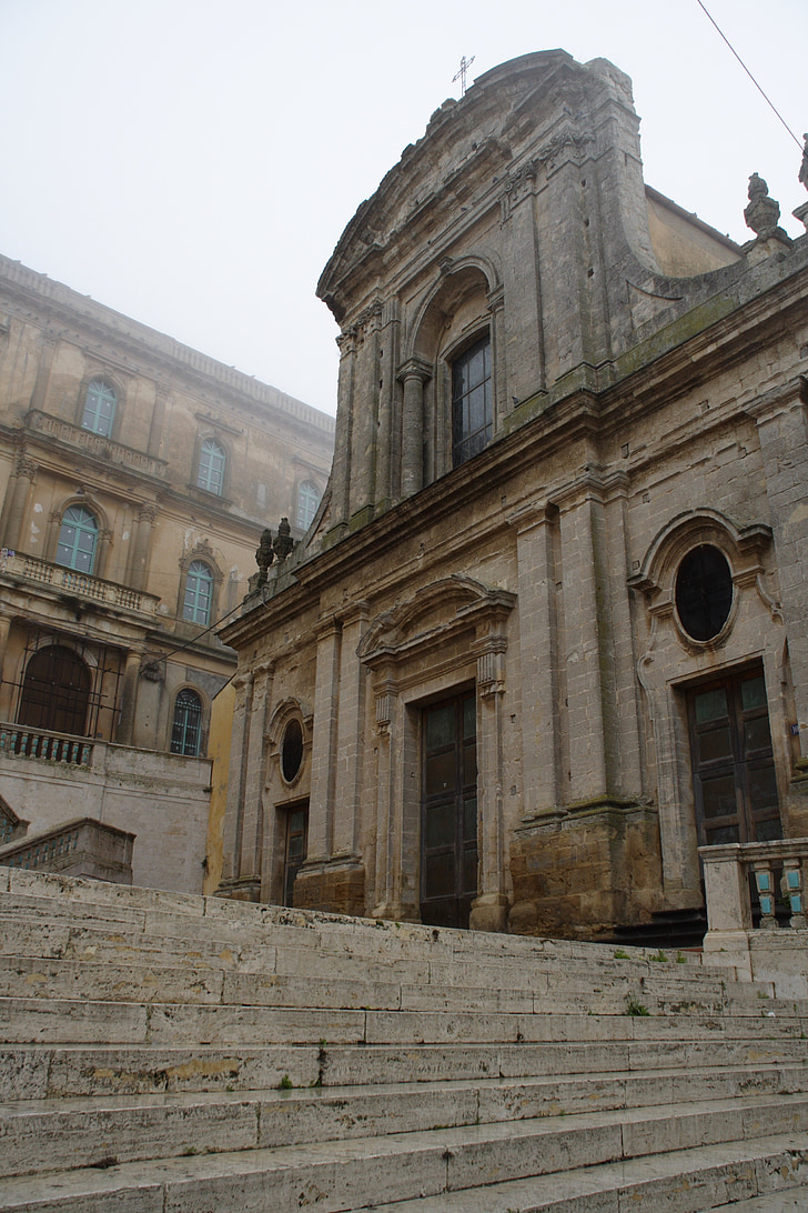 italy, sicily, caltagirone, fog, stairs