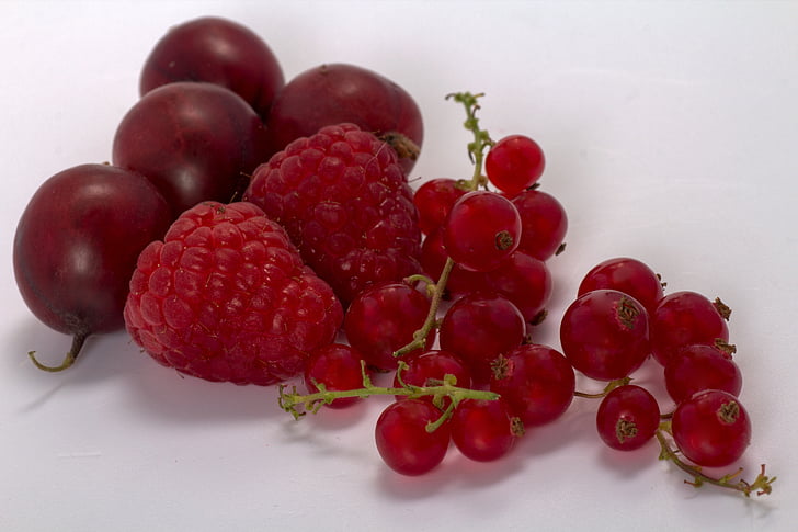 bær, hindbær, korender, stikkelsbær, frugt, mad, rød
