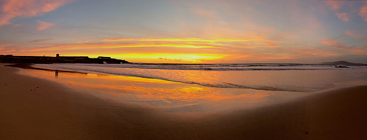 Sunset, havet, horisonten, Beach, Shore, fred, gang