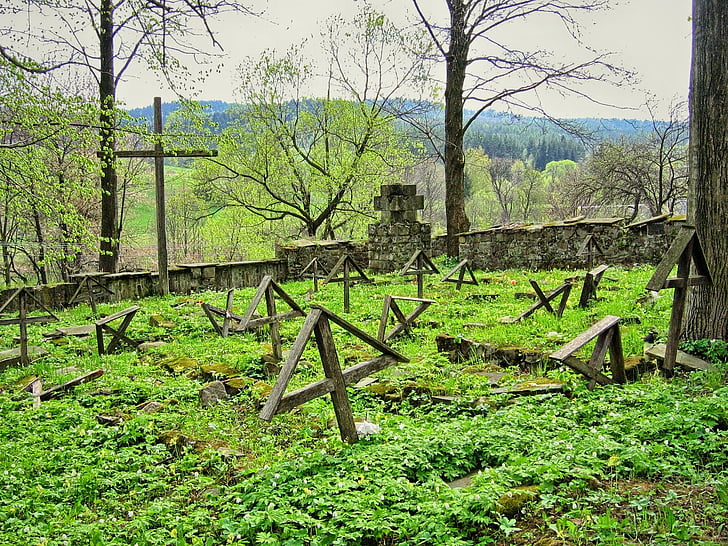 묘지, 오래 된 묘지, 전쟁 묘지, 첫번째 세계 대전, 크로스, beskid niski, 폴란드
