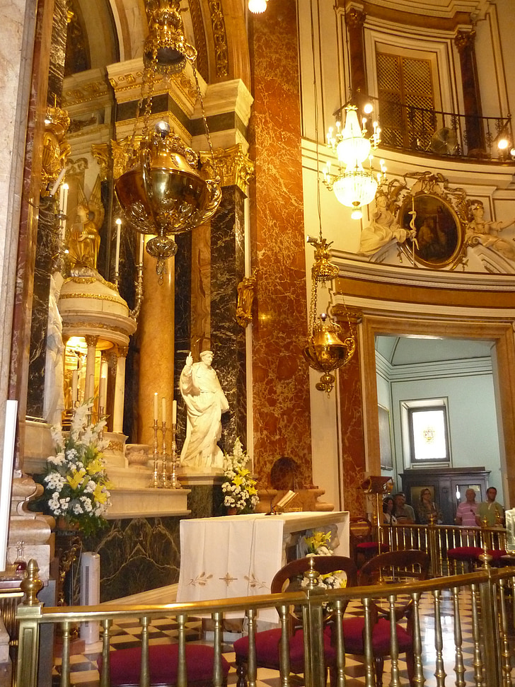 basilica, inside, gold mass, valencia, church, old, architecture