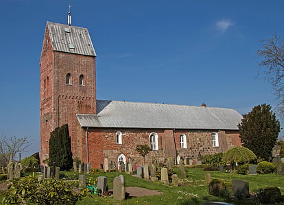 Chiesa, St laurenti, Süderende, Föhr, Nordfriesland, mare del Nord, mare di Wadden