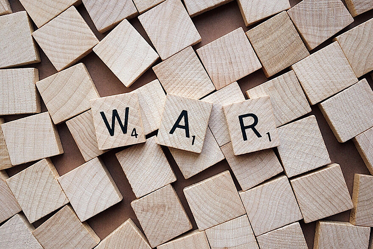Guerra, Batalla, lletres, Scrabble, combatre