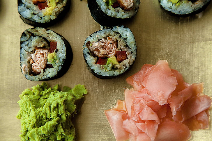sushi, tenger gyümölcsei, étterem, hagyományos, ázsiai, sashimi, ebéd