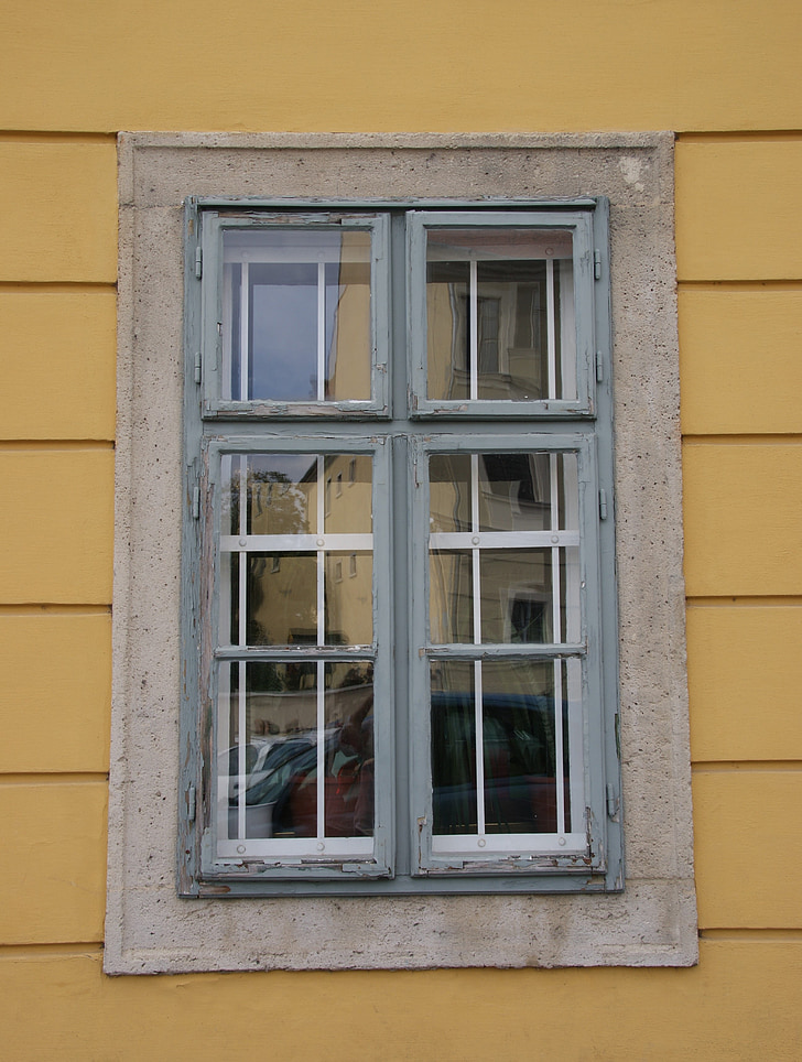 fenêtre de, vieux, rénovation, architecture, cadre, bois, maison