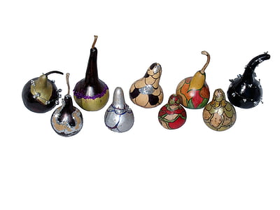 calabazas, calabazas africanas, Navidad, adornos, decoración, pintado, vegetales