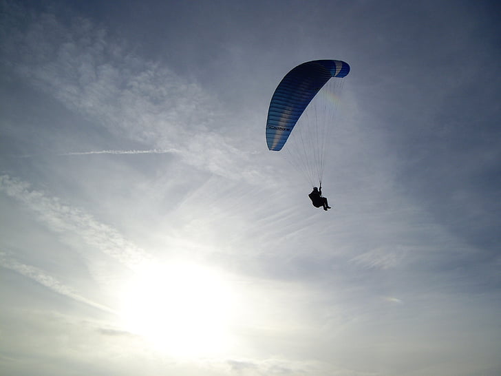 Paragliding, fliegen, Sonnenuntergang