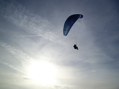 paragliding, lietanie, západ slnka
