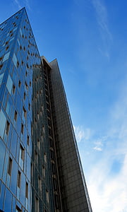 épület, felhőkarcoló, irodaház, Hamburg, homlokzat, Sky, építészet