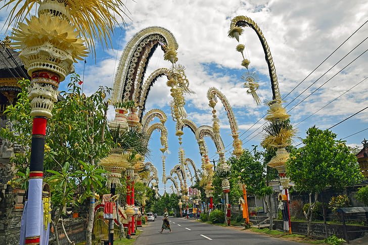 Бали, Индонезия, пътуване, улица церемония, церемония, традицията, традиционно