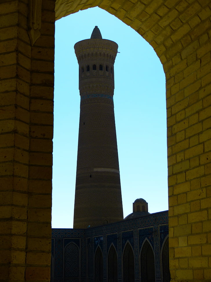 bukhara, mosque, minaret, kalon minaret, kalon mosque islam, dome, building