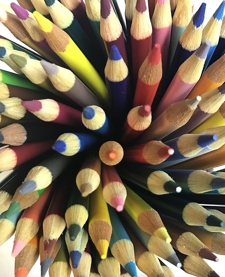 šarene, boja, olovka, olovke, duga, kreativni, dizajn
