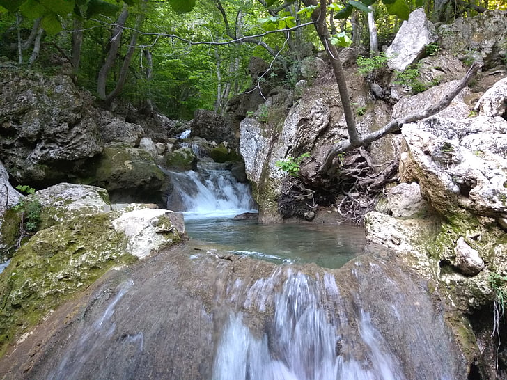 Crimea, Grotte di rossi, cascata, pietra, Turismo, natura, roccia