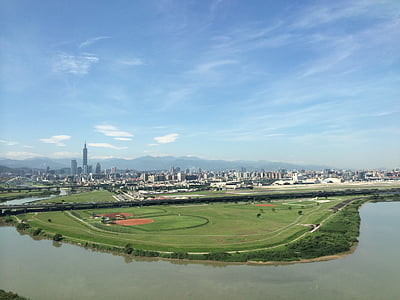 Tchaj-pej, město, řeka, Panoráma města, městské panorama, Architektura, věž