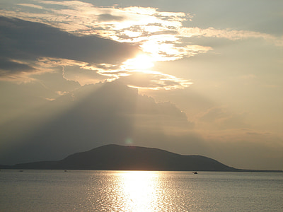 Gouden zee, avond, eiland, Griekenland