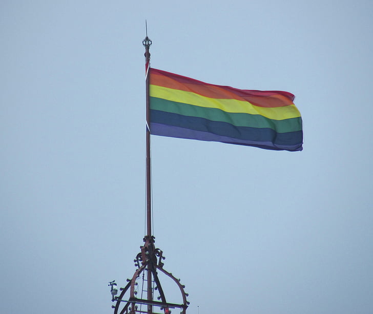 bandiera di gay pride, omosessuale, arcobaleno, amore, simbolo, tolleranza, fiero