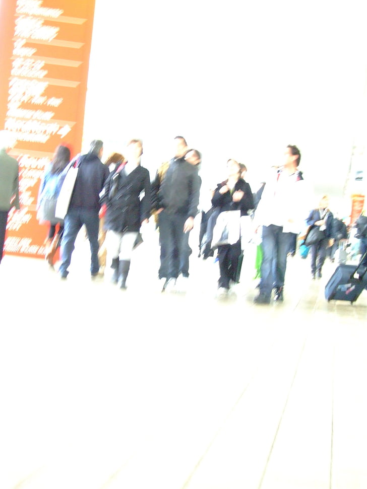 persones, moviment, frenesí, caminant, multitud, hora punta, Panorama urbà