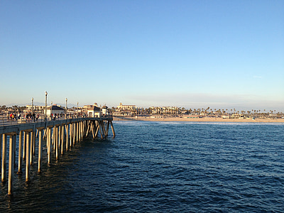 plage, mer, eau, océan, Huntington beach, Californie, Côte