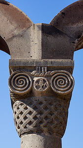 columna, adorn, capital, ruïna, històric, arquitectura, l'església