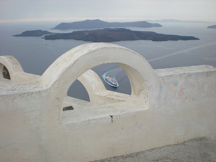 Santorini, grécky ostrov, Grécko, Marine, Caldera, loď, lode