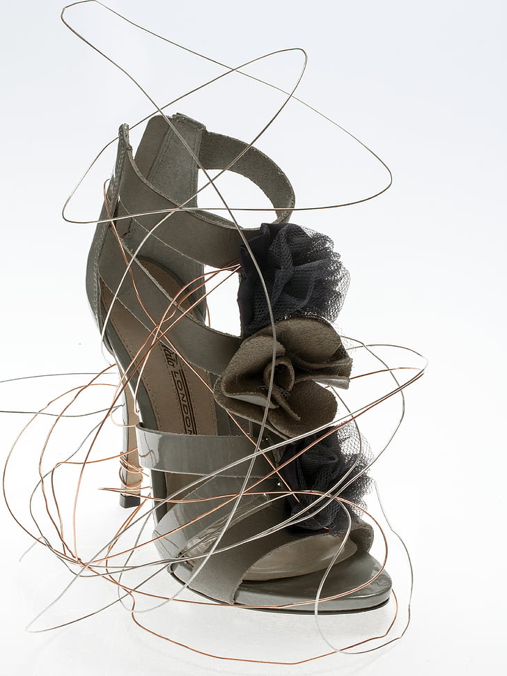 sko, kvinners sko, høye heeled sko, wire, mote