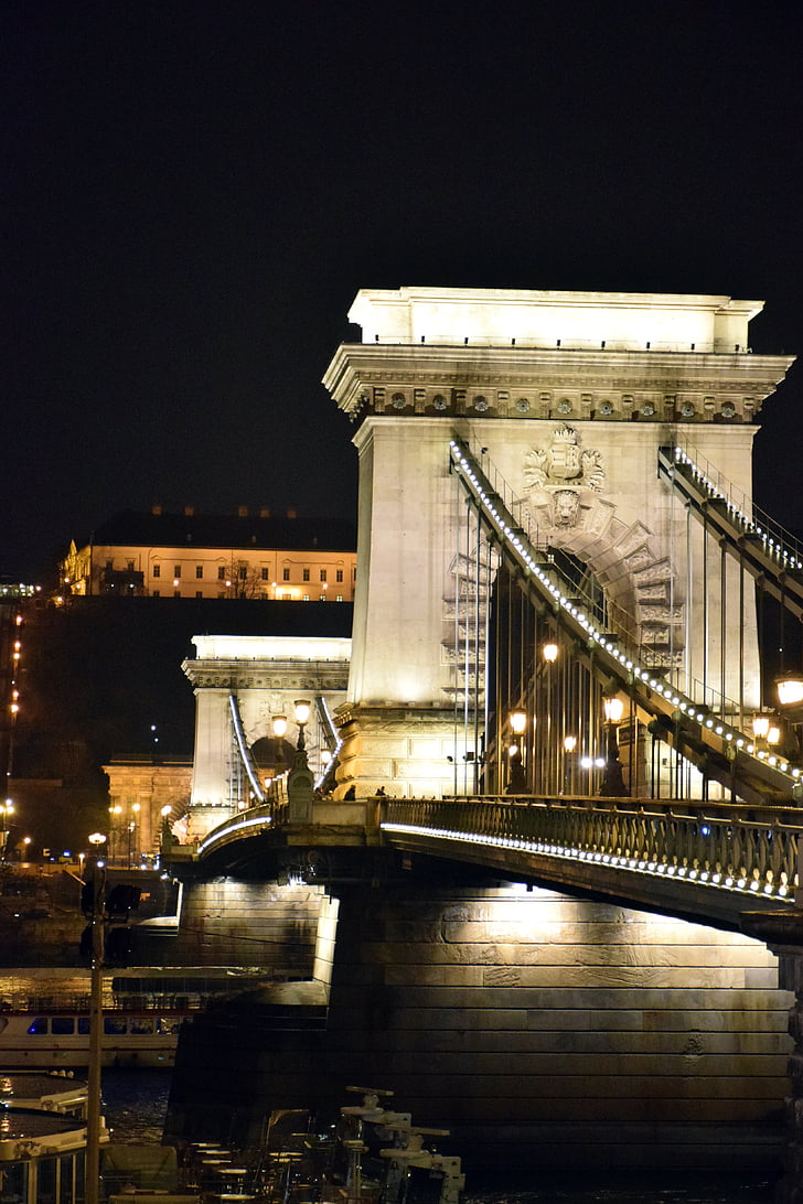 Budapest, Chain bridge, Ungarn, arkitektur, Bridge, City, Donau
