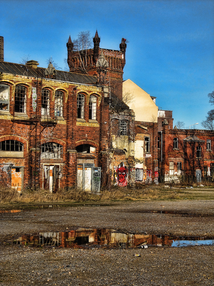 fabriek, gebouw, oude, vervallen, ruïne, verlof, verloren plaatsen