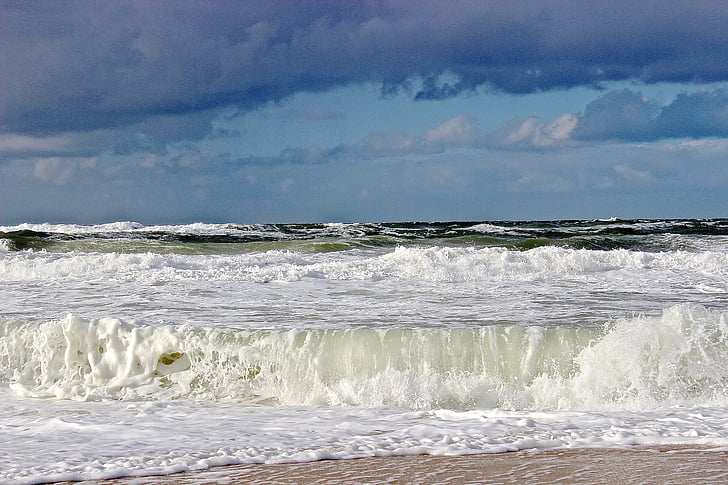Meer, Surf, Welle, Strand, Nordsee, Spray, Natur