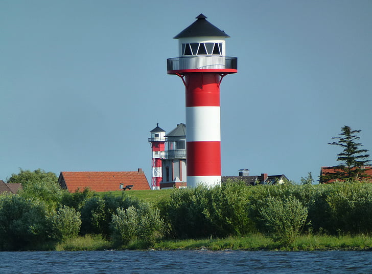 lighthouse, beacon, elbe, navigation, seafaring, water, shipping