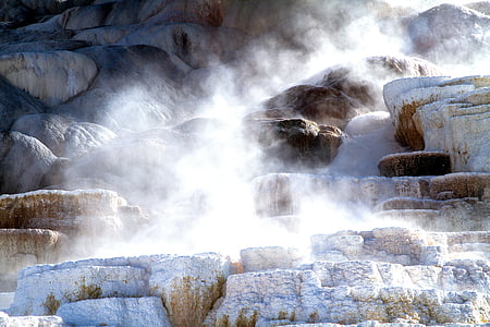 Jeloustouno nacionalinis parkas, Vajomingas, Jungtinės Amerikos Valstijos, aglomerato terassen, vulkanas, Amerikoje, ugnikalnių