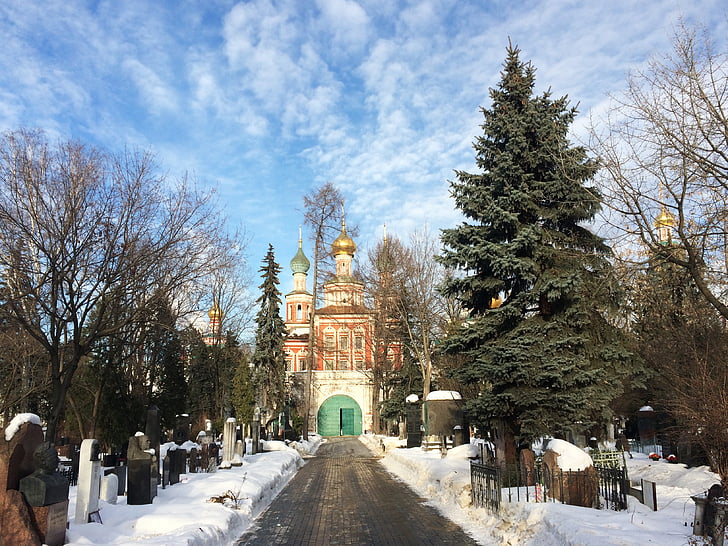 Русия, Москва, лук куполи, злато, лук купол, Руската православна църква, манастир